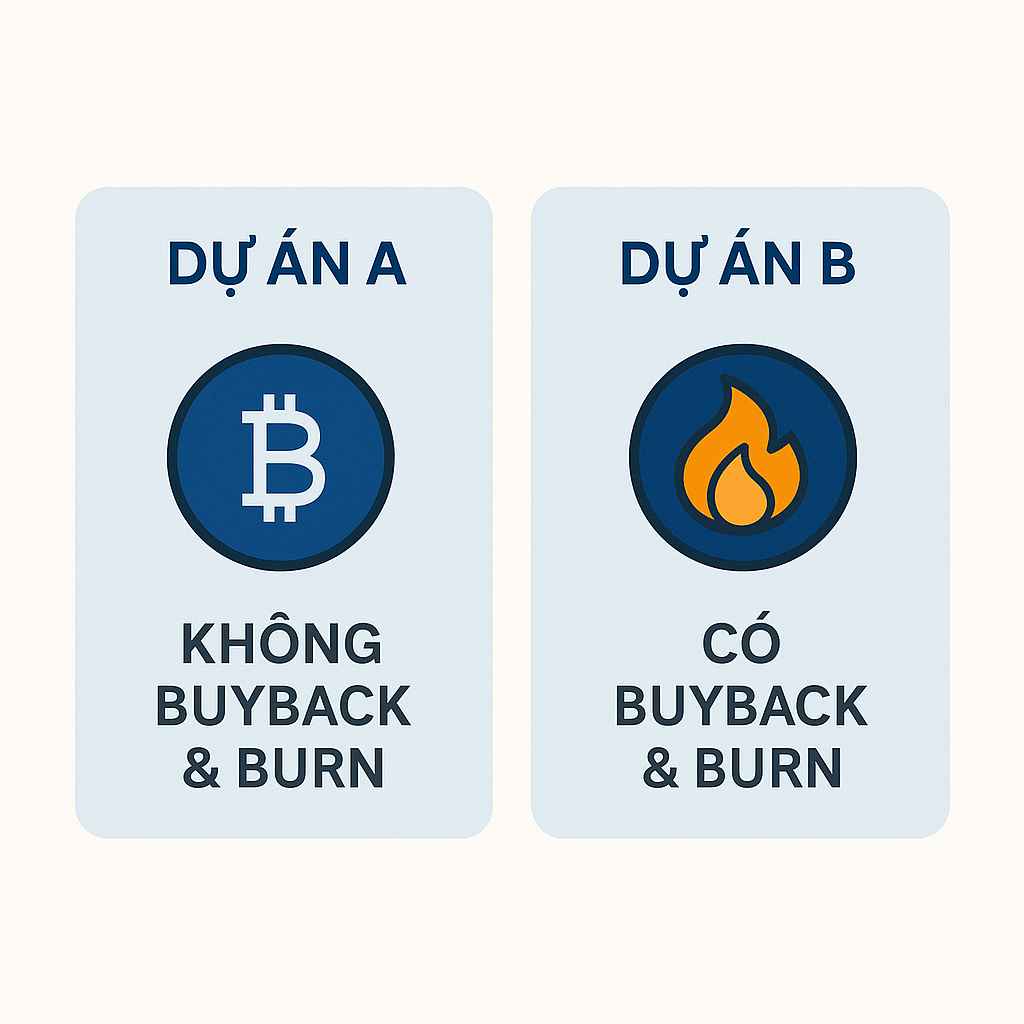 investblogger - So sánh dự án không áp dụng Buyback & Burn và dự án có áp dụng